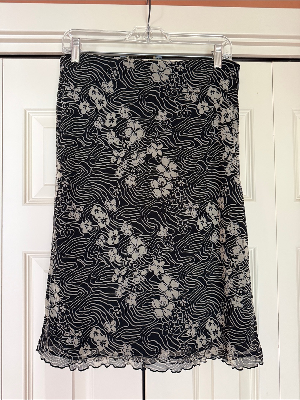 Mexx Black and White Floral Midi Skirt